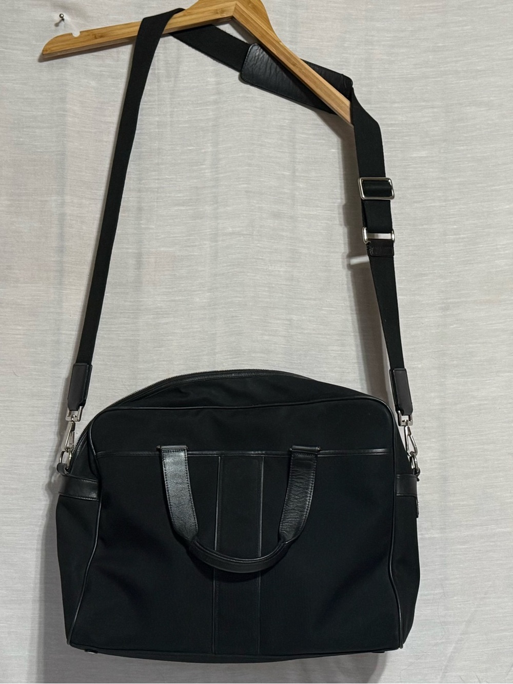 Coach F70048 Black Canvas Leather Laptop Briefcase Messenger Bag